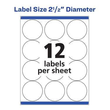 Avery High Visibility Printable Round Labels with Sure Feed, 2.5